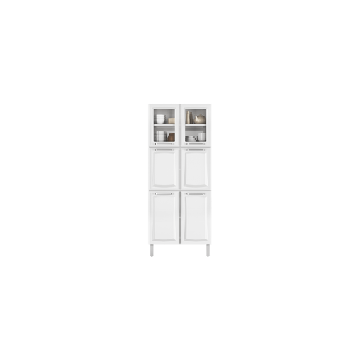 Paneleiro Itatiaia Duplo c/ Vidro em Aço Branco 6 Portas Tarsila 80cm