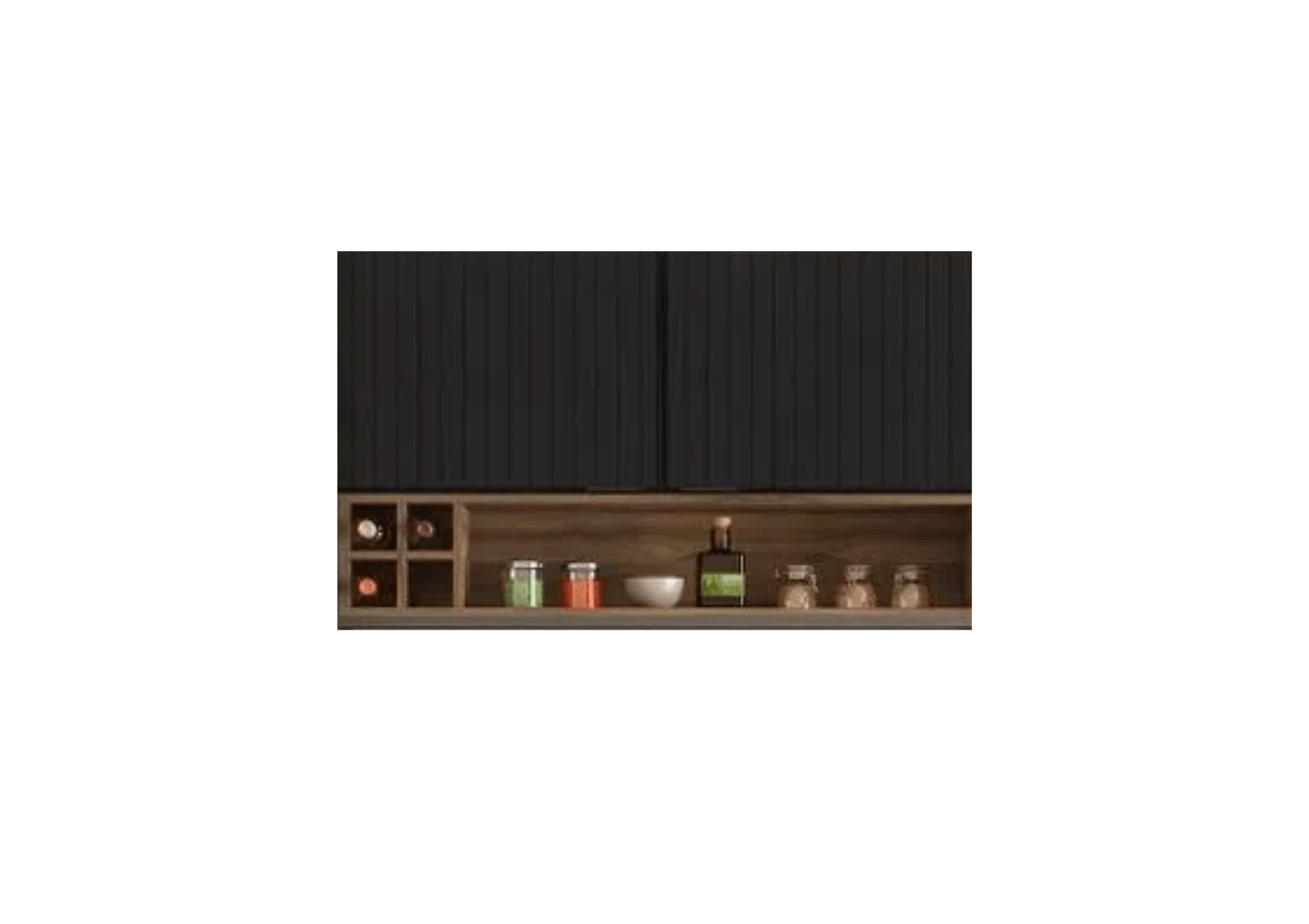 Armário Aéreo Cozinhas Itatiaia Exclusive 2 Portas Nicho Garrafeiro Preto Matte