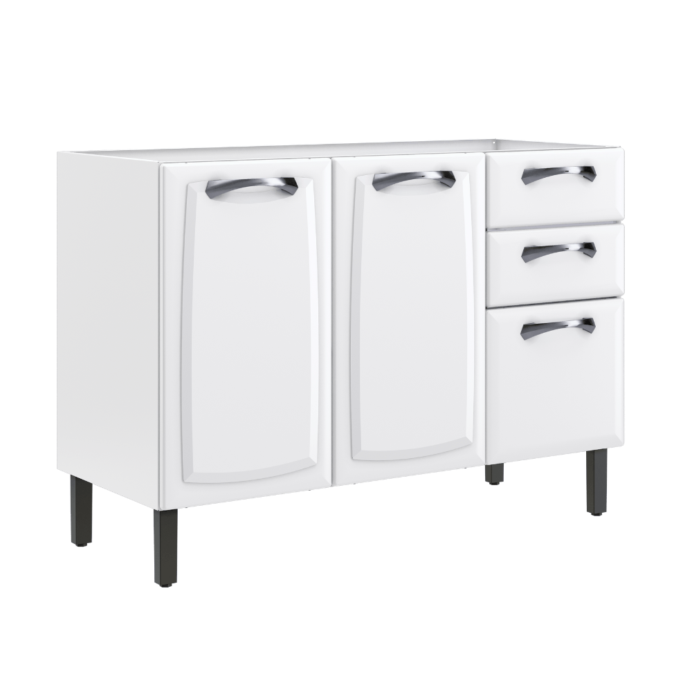 Balcão  Itatiaia Aço 3 Portas 2 Gavetas Branco SEM TAMPO New Premium
