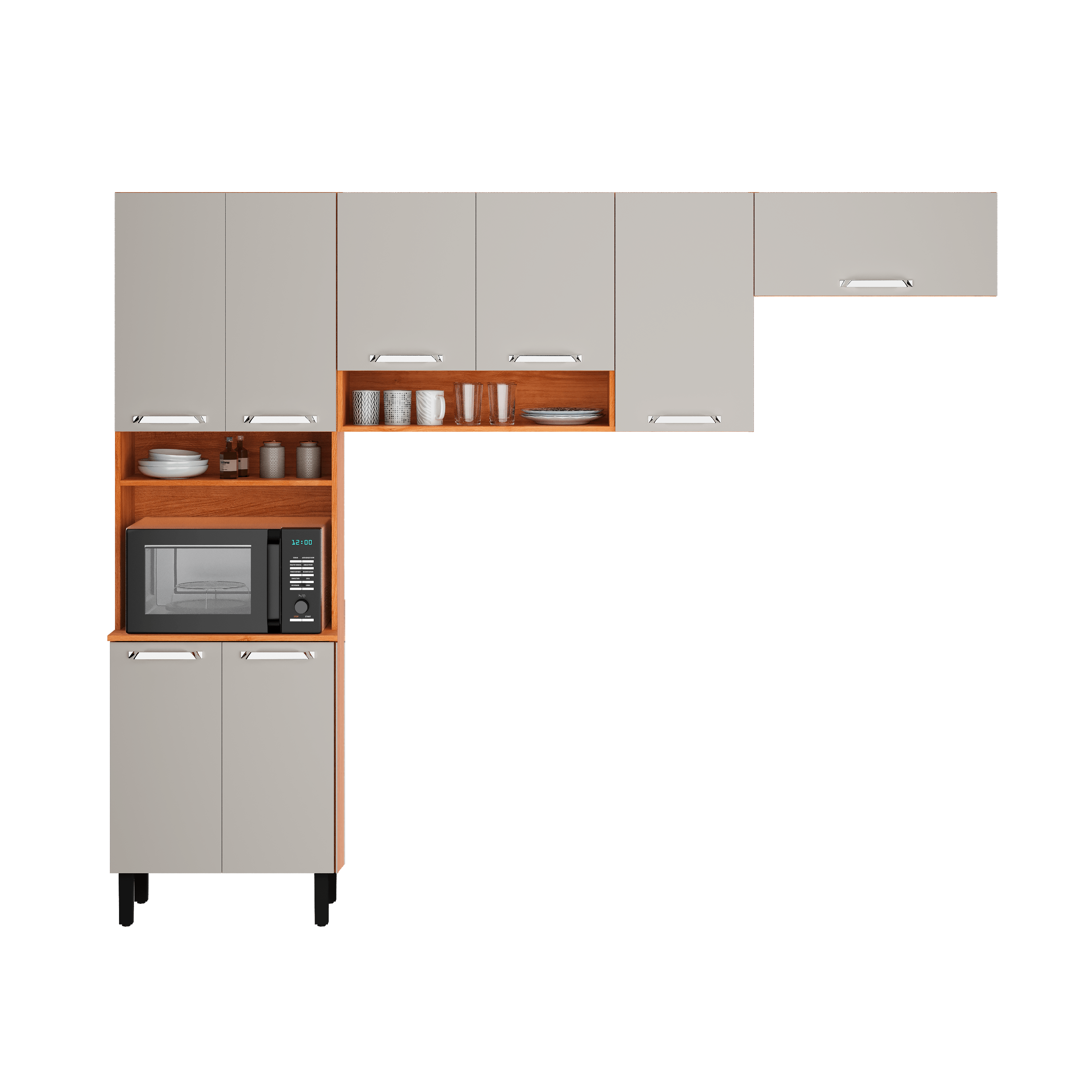 Armário de Cozinha 254cm Off White em Madeira Itatiaia Vegas