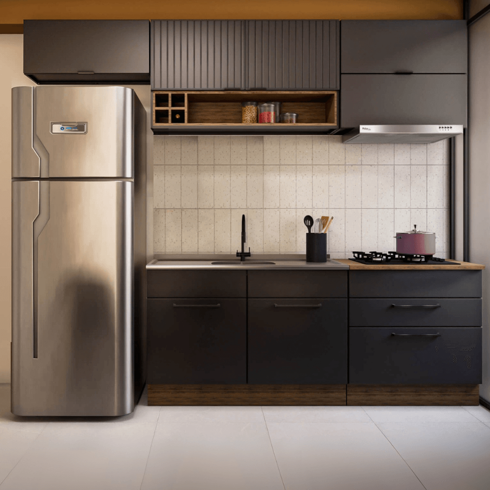 Cozinha Completa Itatiaia Exclusive 280cm em Aço Preto Matte