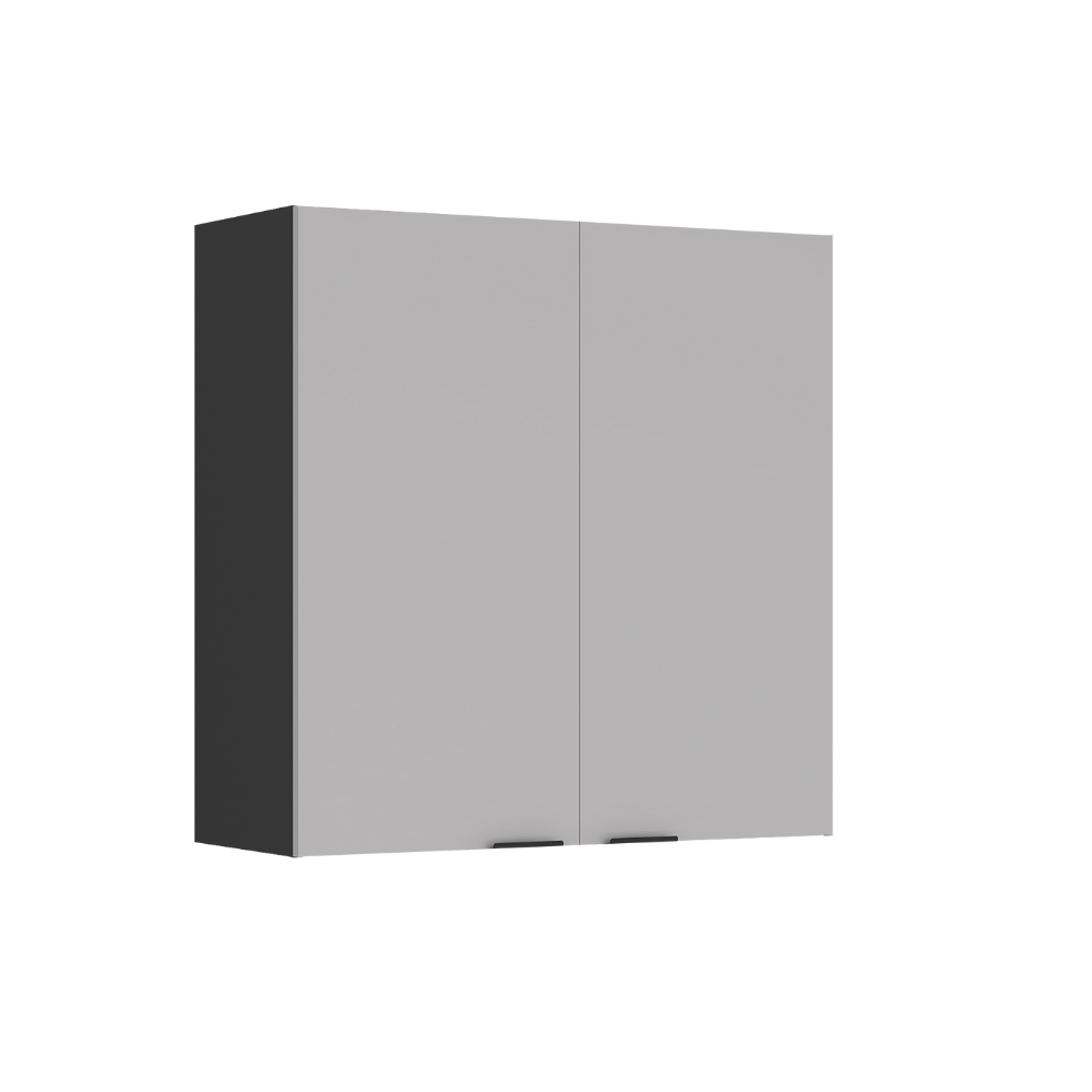 Armário Aéreo de Cozinha Itatiaia Lúmina 2 Portas 80cm em Madeira Grafite/Fendi